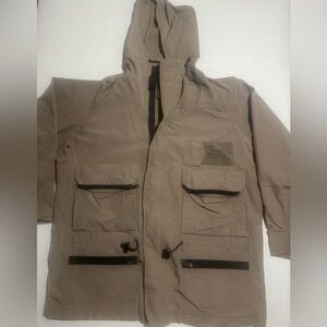 Vintage Trekka Jacket, Warm, Pockets, Hooded, Grey, Men's XL #291